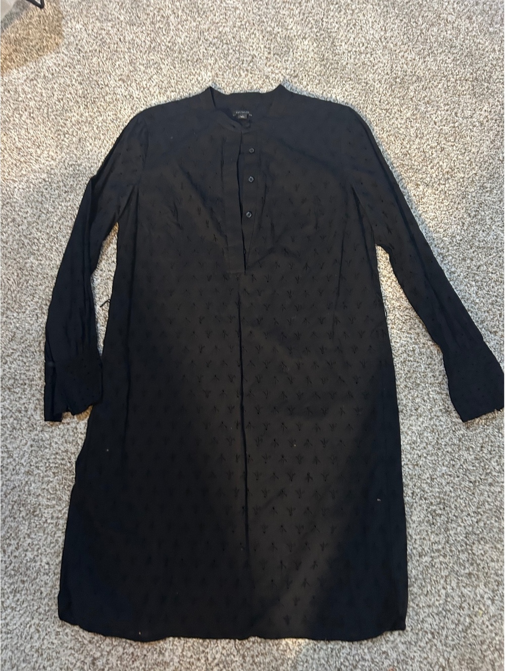 Ann Taylor Eyelet Black Dress with Tie